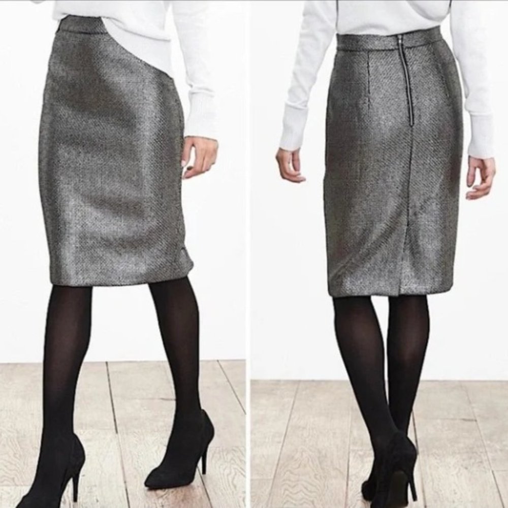 Banana Republic Metallic Dark Gray Pencil Skirt (Size 0)